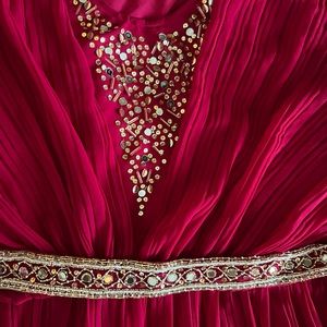 Crushed Premium Georgette Gown ( Bollywood Indian) with sequin belt